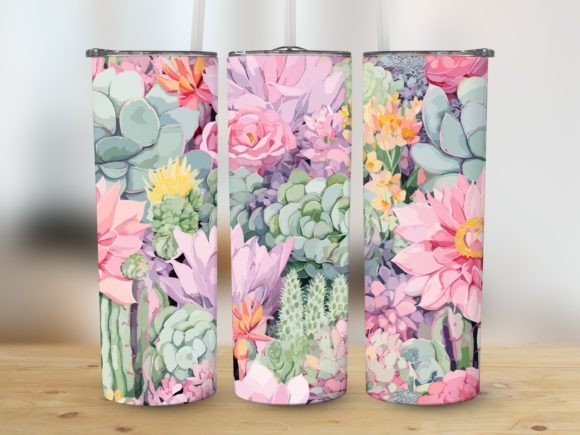 20oz Skinny Tumbler Wrap Pastell Kakteen — Graphics for Crafts