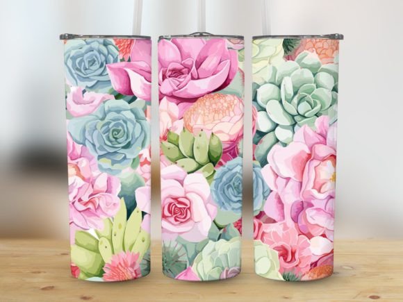 20oz Tumbler Pastell Sukkulenten Cactus Graphics for Crafts