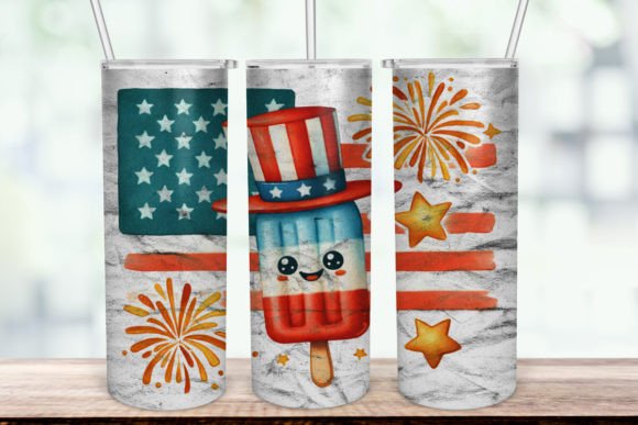 4th July Ice Cream 20oz Tumbler Wrap PNG