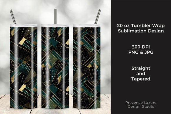 Abstract Green Gold 20 Oz Tumbler Wrap