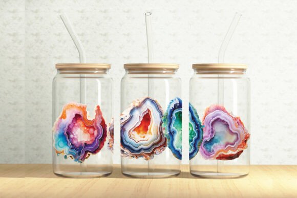 Agates 16oz Glass Can Tumbler Wrap: Graphics & Illustrations