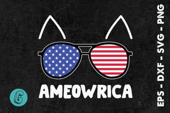 Ameowrica American Cat 4th of July SVG Graphics & Illustrations