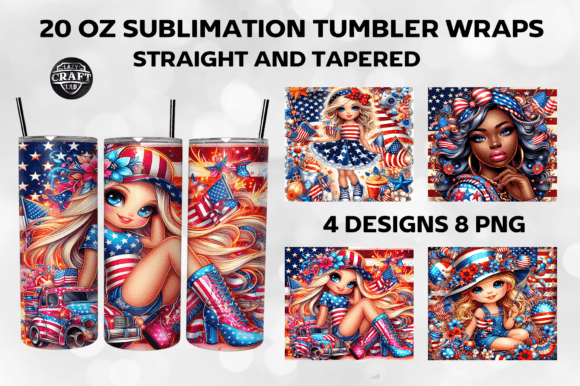 American Girl 4th of July Tumbler Wraps Graphics
