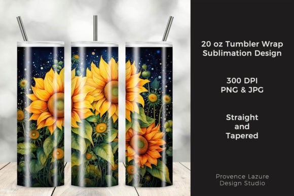 Artistic Sunflowers Graphics for Tumbler Wraps