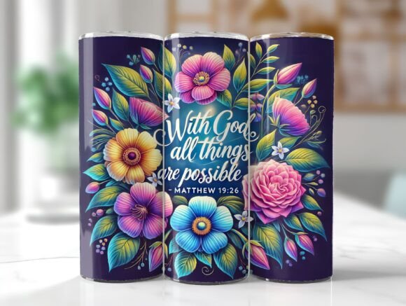 Bible Verse 20oz Tumbler Wrap PNG: Graphics for Purpose-Driven Tumbler Wraps