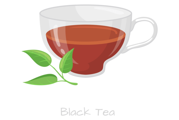 Black Tea in Glass Mug Cartoon Illustrations & Graphics