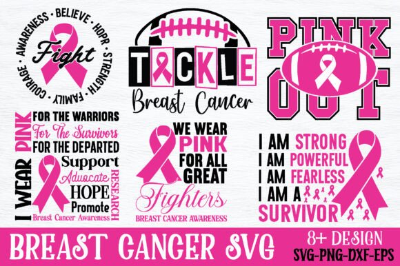 Breast Cancer SVG PNG Bundle: Graphics for T-Shirt Designs