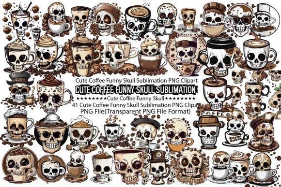 Cute Coffee Funny Skull Sublimation Graphics & Print Templates