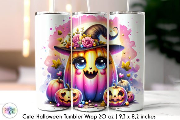 Cute Halloween Pumpkin Tumbler Wrap Graphics