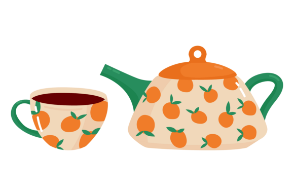 Cute Home Teapot. Cozy Hot Drink Cup Graphics & Illustrations