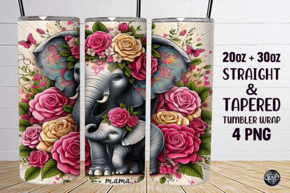 Elephant Mama Tumbler Graphics for Wraps