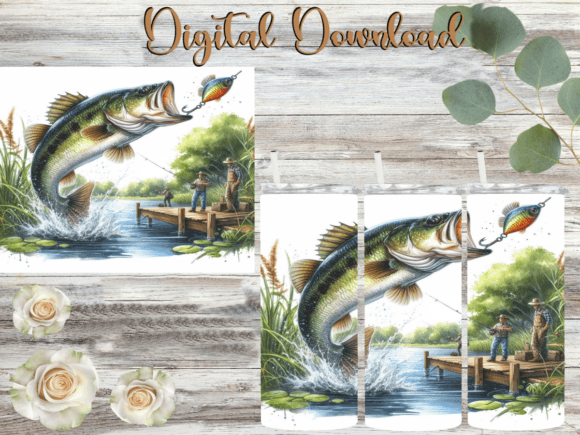Fishing Tumbler Background Graphics for Tumbler Wraps