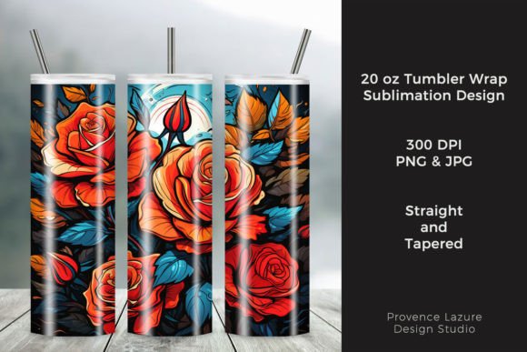 Modern Red Roses Tumbler Wraps Graphics