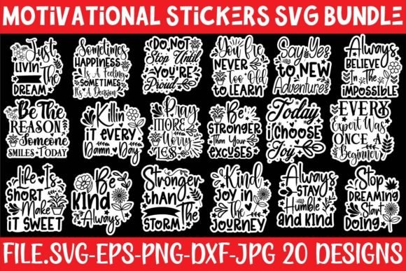 Motivational Stickers SVG Bundle: Graphics for Print Templates