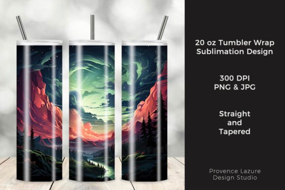Mountain Forest Landscape Tumbler Wrap Graphics