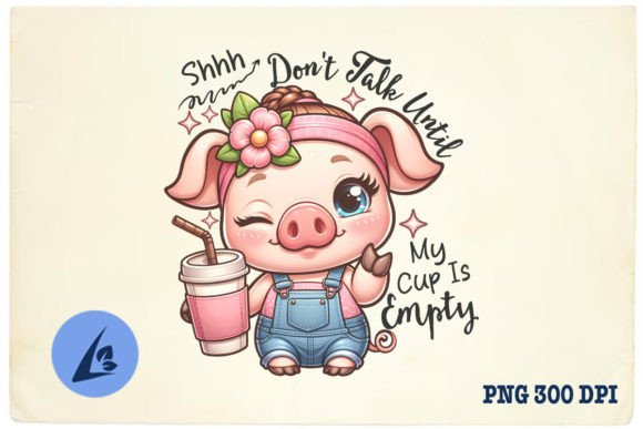 My Cup Is Empty Cute Coffee Pig PNG Graphics for Crafts