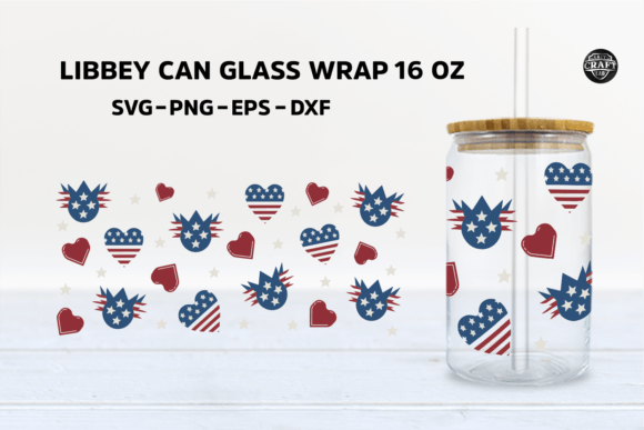 Patriotic 4th of July Can Glass Wrap SVG: Graphics for Tumbler Wraps