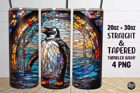 Penguin Stained Glass 20oz Tumbler Wrap Graphics