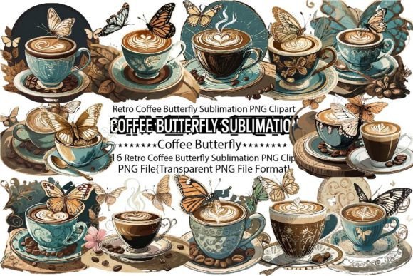 Retro Coffee Butterfly Sublimation Bundl