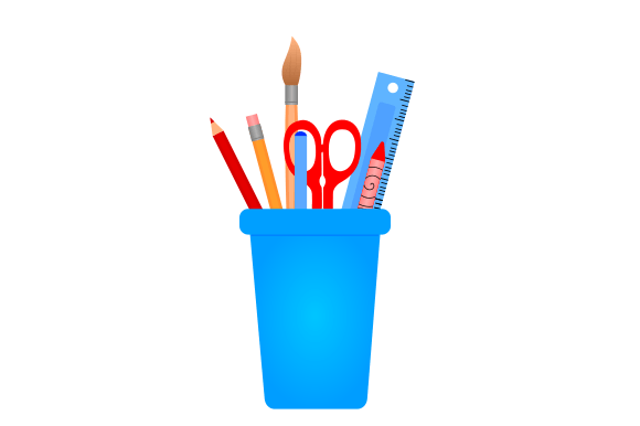 School Cup with School Tools: Graphics & Illustrations