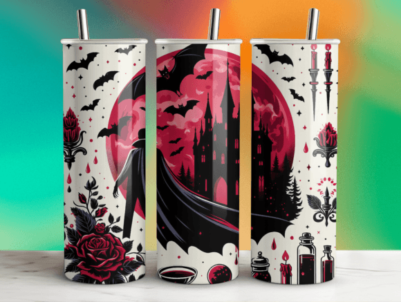 Spooky Vampire Night Tumbler Wrap PNG: Graphics for Themed Tumbler Wraps