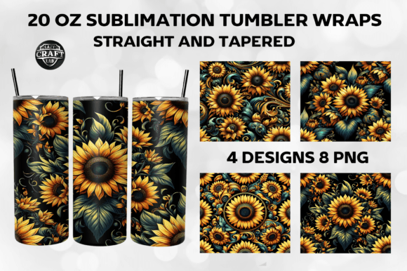 Sunflowers Tumbler Wrap 20oz Skinny PNG Graphics
