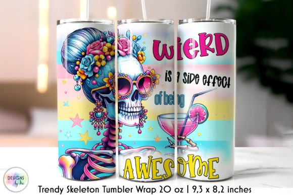 Trendy Messy Bun Skeleton Tumbler Wraps Graphics