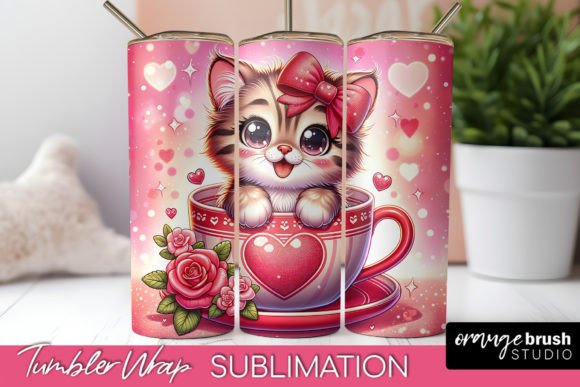 Valentine’s Day Cat Tumbler Wrap Graphics for Tumbler Wraps
