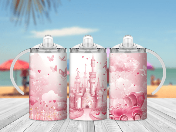 Whimsical Pink Castle Sippy Cup Wrap: Graphics & Tumbler Wraps