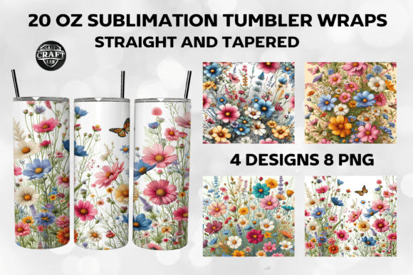 Wildflowers Tumbler Wraps 20oz Skinny Graphics
